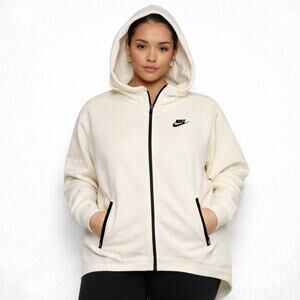 Nike Women’s XL Cream Full Zip Hoodie NWT Oversized Longline FB8243-110